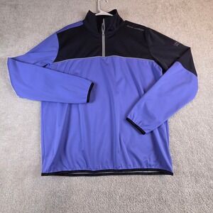 Oscar Jacobson WPS Mens L Purple Black Quarter Zip Wind Water Pullover Jacket